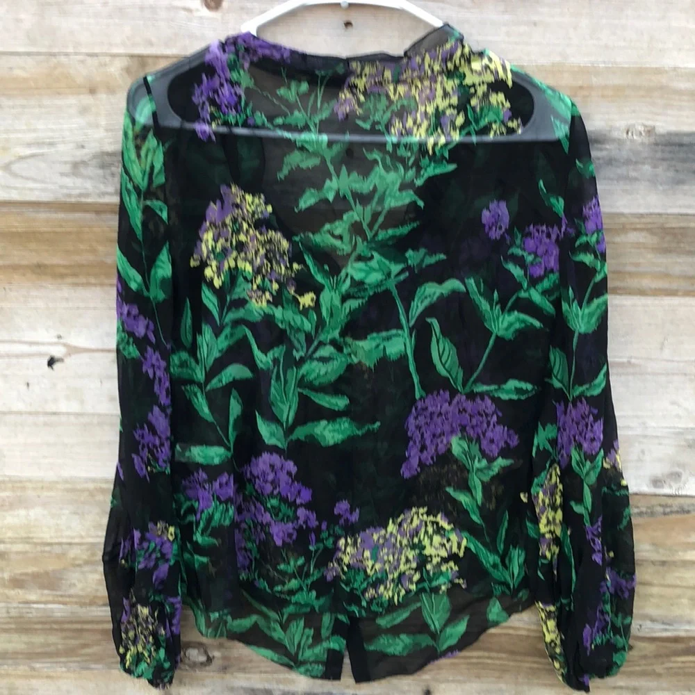 Elie Tahari | Floral Silk Button Down Blouse Small - Picture 6 of 6